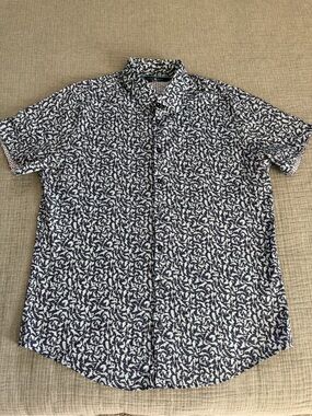 Stone Rose Navy and White Short-Sleeve Button-Down Shirt